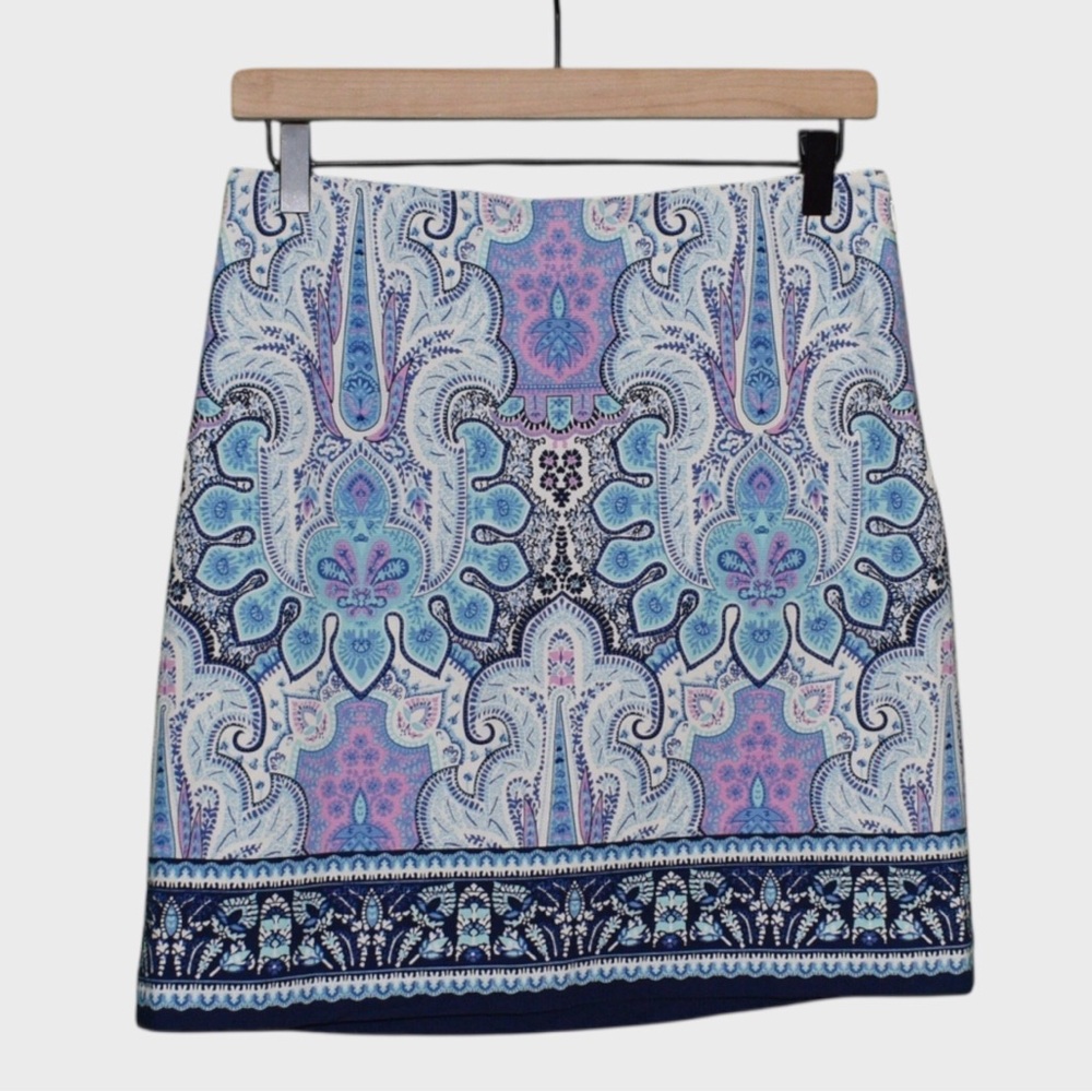 Talbots Petite Cotton Mykonos Paisley Print A Line Skirt